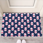 Cute Snowman Pattern Print Rubber Doormat