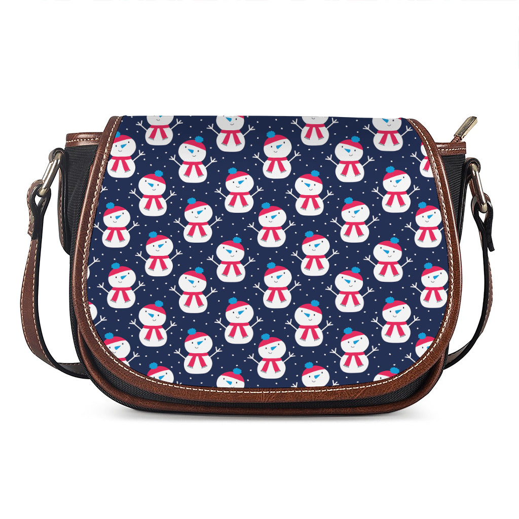 Cute Snowman Pattern Print Saddle Bag