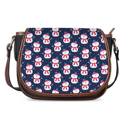 Cute Snowman Pattern Print Saddle Bag