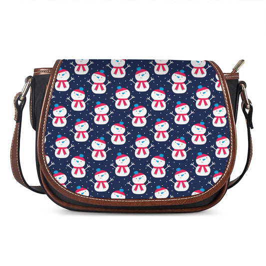 Cute Snowman Pattern Print Saddle Bag
