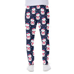 Cute Snowman Pattern Print Scuba Joggers