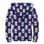 Cute Snowman Pattern Print Sherpa Lined Zip Up Hoodie