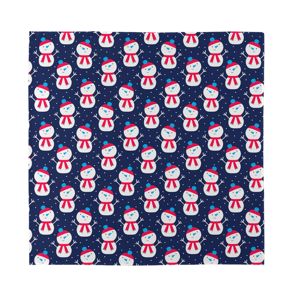 Cute Snowman Pattern Print Silk Bandana
