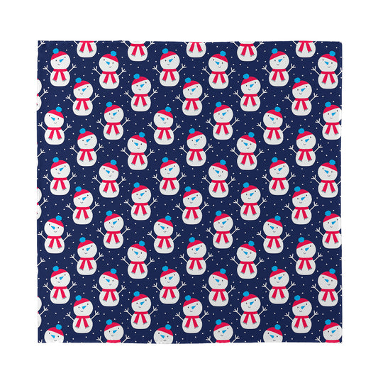 Cute Snowman Pattern Print Silk Bandana