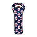 Cute Snowman Pattern Print Single Neoprene Wine Tote
