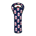 Cute Snowman Pattern Print Single Neoprene Wine Tote
