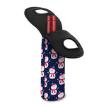 Cute Snowman Pattern Print Single Neoprene Wine Tote