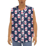 Cute Snowman Pattern Print Sleeveless Baseball Jersey