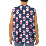 Cute Snowman Pattern Print Sleeveless Baseball Jersey
