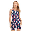 Cute Snowman Pattern Print Sleeveless One Piece Swimsuit