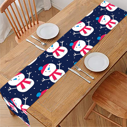 Cute Snowman Pattern Print Table Runner