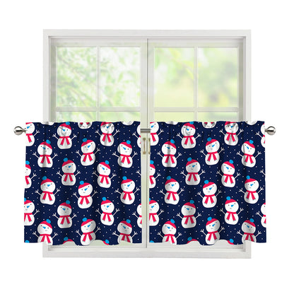 Cute Snowman Pattern Print Tier Curtains