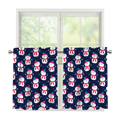 Cute Snowman Pattern Print Tier Curtains