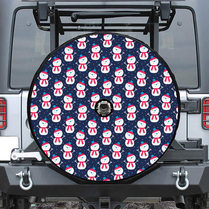 Cute Snowman Pattern Print Tire Cover With Camera Hole