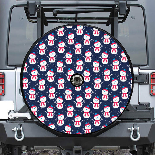 Cute Snowman Pattern Print Tire Cover With Camera Hole