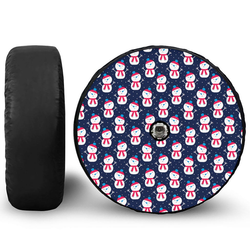 Cute Snowman Pattern Print Tire Cover With Camera Hole