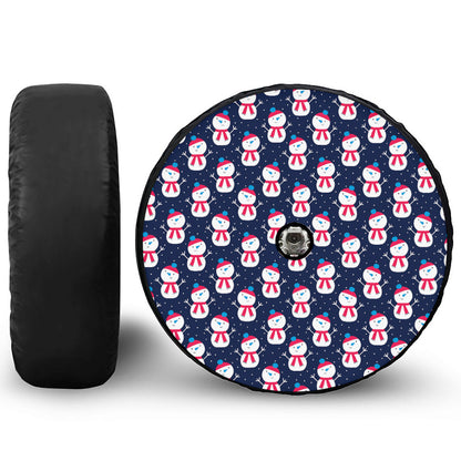 Cute Snowman Pattern Print Tire Cover With Camera Hole