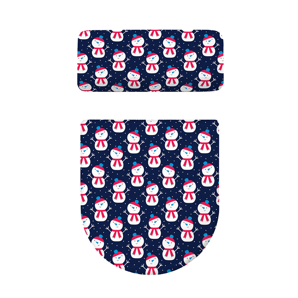 Cute Snowman Pattern Print Toilet Lid And Tank Cover Set
