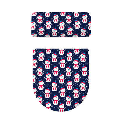 Cute Snowman Pattern Print Toilet Lid And Tank Cover Set