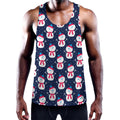 Cute Snowman Pattern Print Men's Workout Tank Top