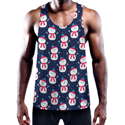 Cute Snowman Pattern Print Training Tank Top