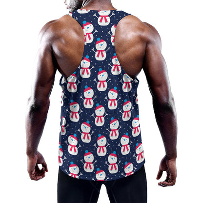 Cute Snowman Pattern Print Training Tank Top