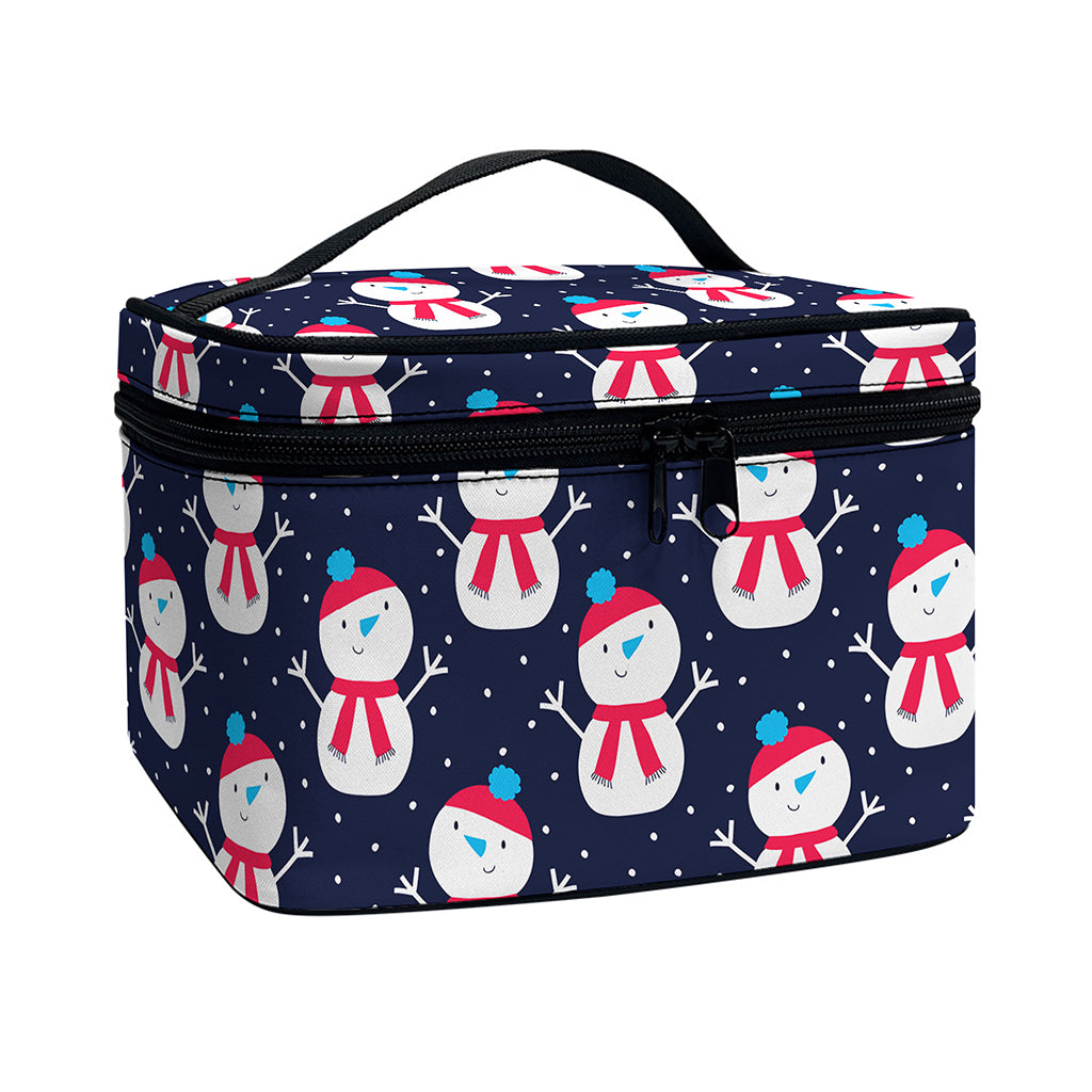 Cute Snowman Pattern Print Travel Makeup Bag