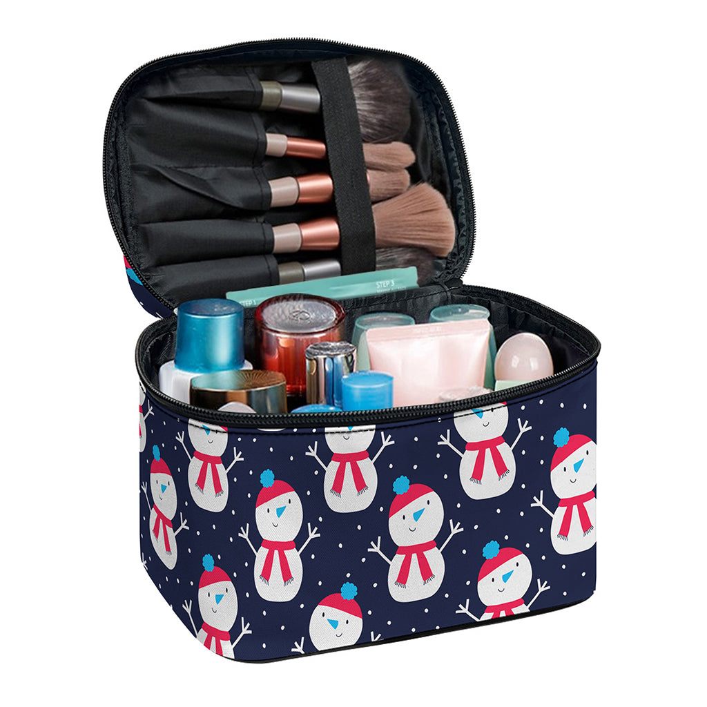 Cute Snowman Pattern Print Travel Makeup Bag