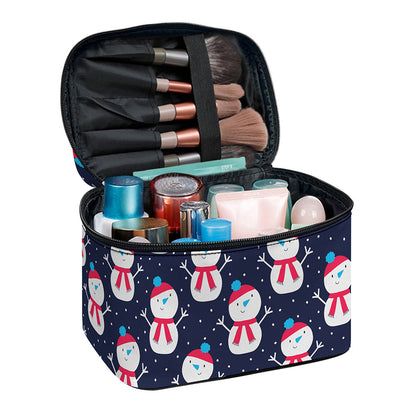Cute Snowman Pattern Print Travel Makeup Bag