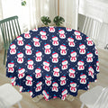 Cute Snowman Pattern Print Waterproof Round Tablecloth