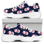 Cute Snowman Pattern Print White Chunky Shoes