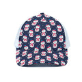 Cute Snowman Pattern Print White Mesh Trucker Hat