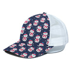 Cute Snowman Pattern Print White Mesh Trucker Cap
