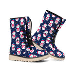Cute Snowman Pattern Print Winter Boots