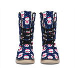 Cute Snowman Pattern Print Winter Boots