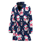Cute Snowman Pattern Print Women's Bathrobe