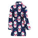 Cute Snowman Pattern Print Women's Bathrobe