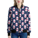 Cute Snowman Pattern Print Women's Bomber Jacket