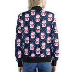 Cute Snowman Pattern Print Women's Bomber Jacket