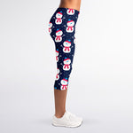 Cute Snowman Pattern Print Women's Capri Leggings