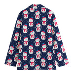Cute Snowman Pattern Print Women's Cotton Blazer