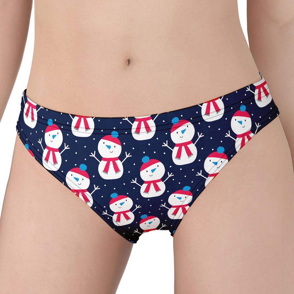Cute Snowman Pattern Print Women's Panties