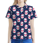 Cute Snowman Pattern Print Women's Polo Shirt