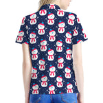 Cute Snowman Pattern Print Women's Polo Shirt