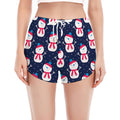 Cute Snowman Pattern Print Women's Split Running Shorts