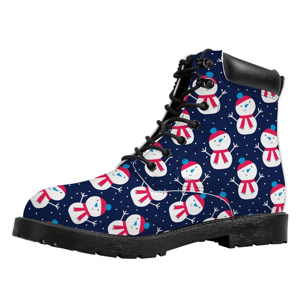 Cute Snowman Pattern Print Work Boots