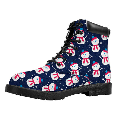 Cute Snowman Pattern Print Work Boots