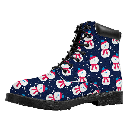 Cute Snowman Pattern Print Work Boots