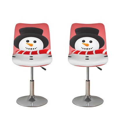 Cute Snowman Print Bar Stool Covers
