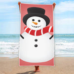 Cute Snowman Print Beach Towel